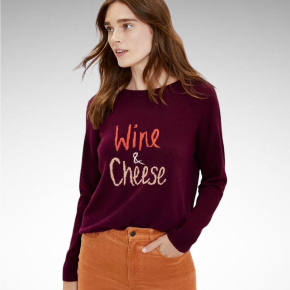 Burgundy Wine & Cheese sweater